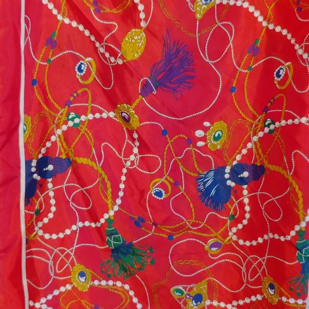 Vibrant Coral Patterned Women's Scarf - Picture 5 of 5